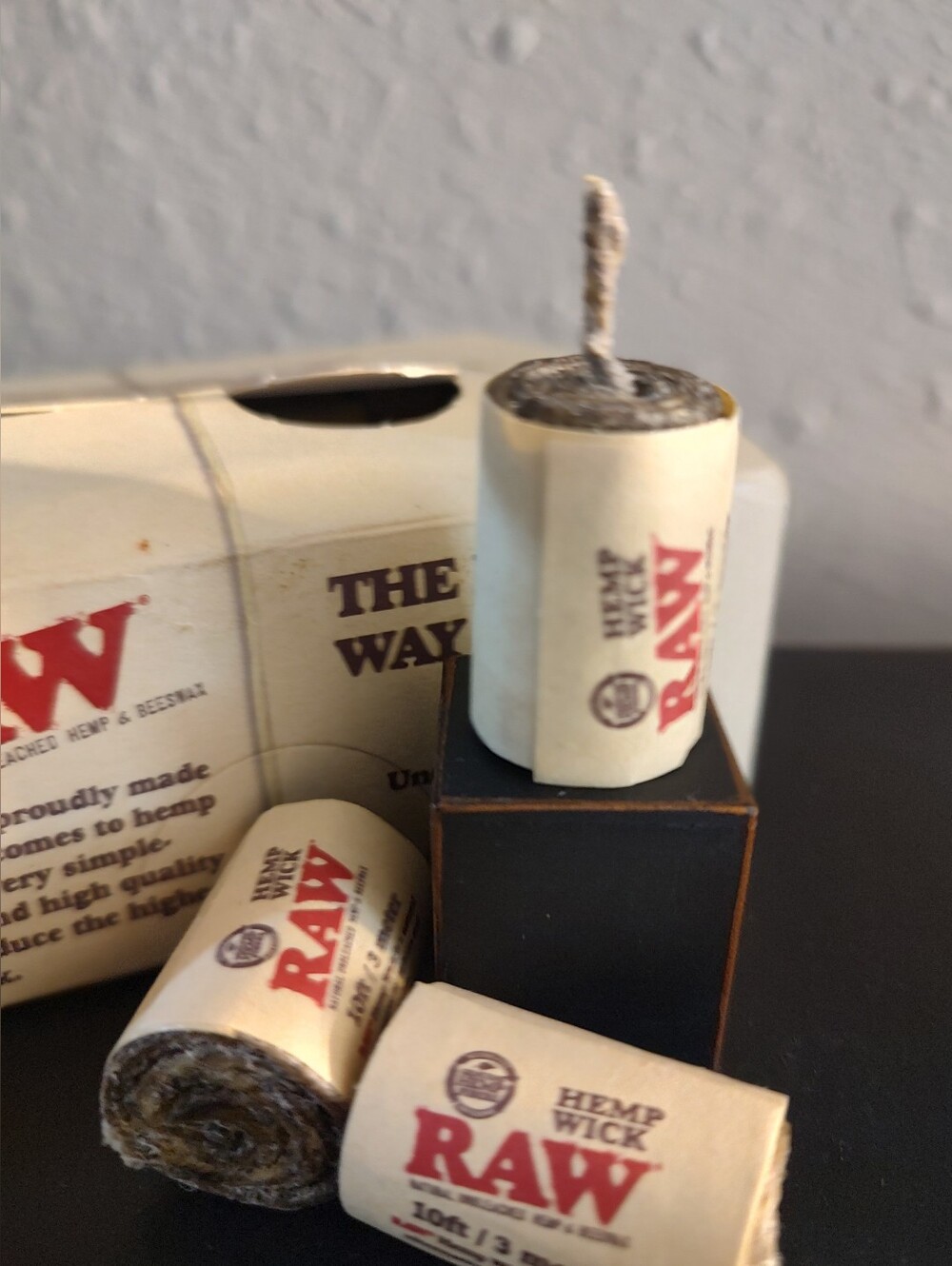 RAW Hemp Wick 3 Rolls - Beeswax Coated Hemp Wick